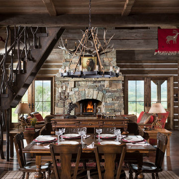 Rustic Colorado Timber Frame Home - The Steamboat Springs Residence Dining Room