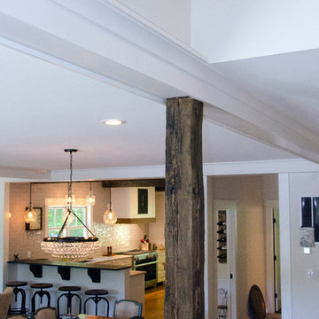 Rustic Column Framing the Dining Room