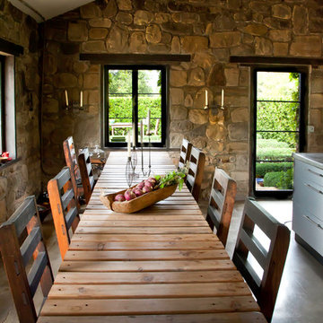 rustic dining table in old cottage