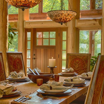 Rustic dinning room table in large log home