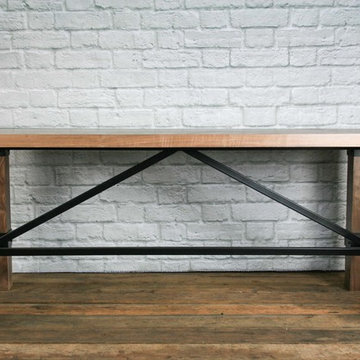 Rustic Industrial Farmhouse Table, Walnut Desk, Rustic Kitchen Island