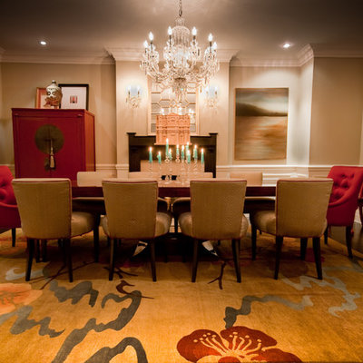 Dining room - traditional dark wood floor dining room idea in Toronto with beige walls