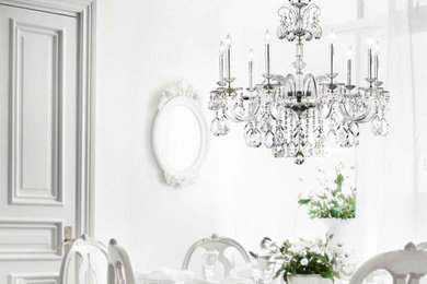 Inspiration for a mid-sized victorian dining room remodel in Los Angeles with white walls