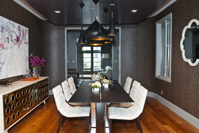 Dining room - modern dining room idea in San Francisco with gray walls