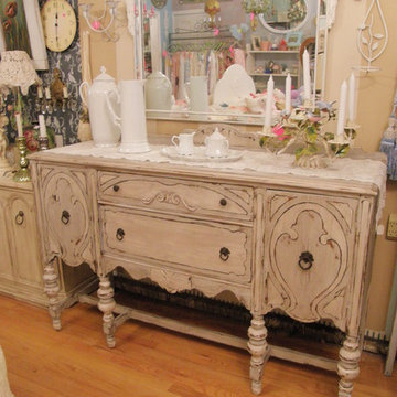 shabby chic antique buffet french gray & white distressed