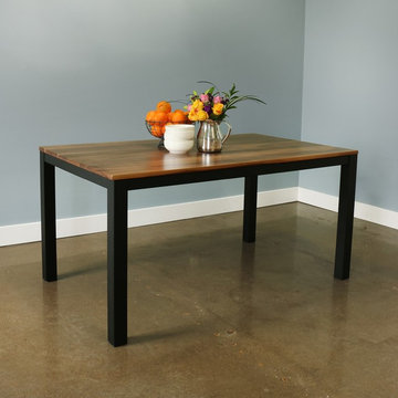 Sierra Indoor Dining Table - Textured Black Steel Frame w/ Chocolate Spice (Mapl