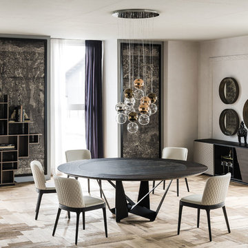 Skorpio Round Ker-Wood Table, Magda Couture Chair, Aston Sideboard