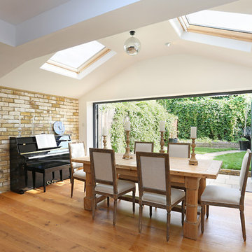 Skylights fiood this kitchen extension with light