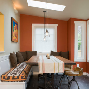 Inspiration för moderna matplatser, med orange väggar