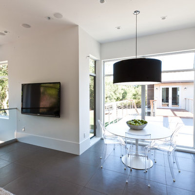 Example of a trendy dining room design in San Francisco with white walls