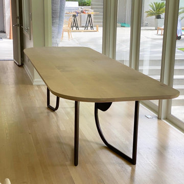 Solid Maple Dining Table with Stainless Steel Legs