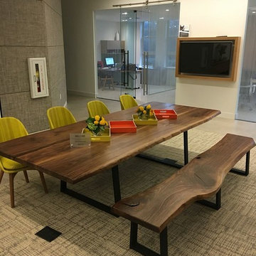 solid walnut slab dining table