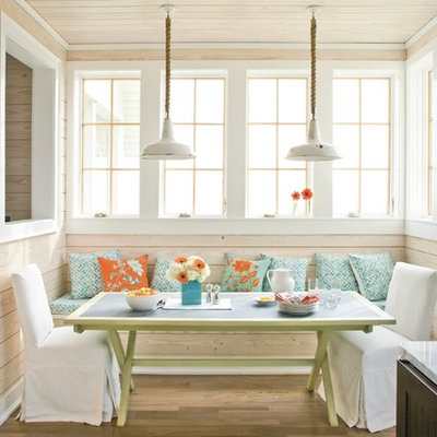 Inspiration for a coastal medium tone wood floor kitchen/dining room combo remodel in Birmingham