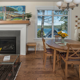 75+ Rustikale Esszimmer mit gefliester Kaminumrandung Ideen & Bilder