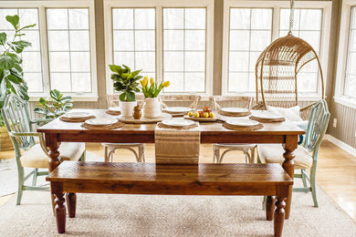 Inspiration for a cottage breakfast nook remodel in Indianapolis with beige walls