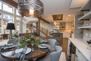 Example of a mountain style dining room design in Burlington