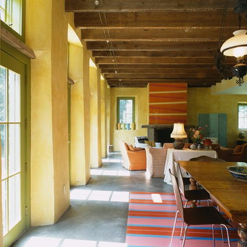 Straw Bale House reclaimed wood ceiling structure