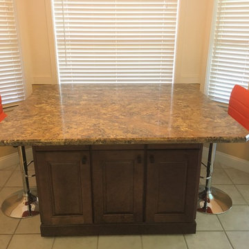 Summer Carnival table top with Cresent edge on Allen and Roth cabinets