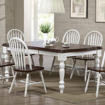 Sunset Trading Andrews 7 Piece Extension Dining Set in Antique White & Chestnut