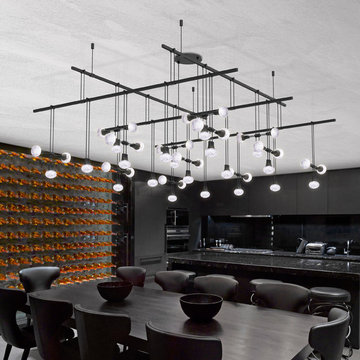 Suspenders™ 48" 2-Tier Grid Fixture above Dining Table