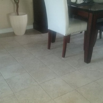 Table and chairs with new tile floor