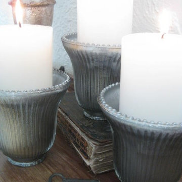 Tarnished Mirror Candle Holders