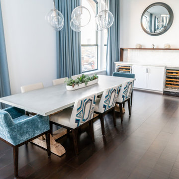 Teal Dining Room with Dry Bar