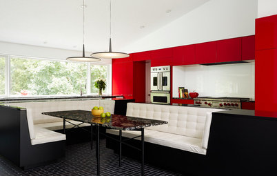 Kitchen of the Week:  Bold Color-Blocking and a Central Banquette