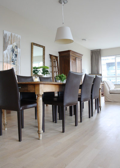 Transitional Dining Room by Holly Marder