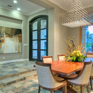 Dining room - contemporary dining room idea in Tampa with gray walls