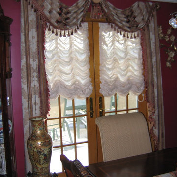 Throw Style Swags & Jabots on French Doors over Austrian Shades