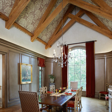 Timber Framed and Wood Paneled Dining Room