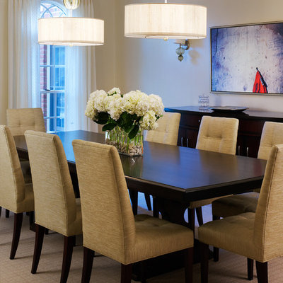 Dining room - transitional beige floor dining room idea in DC Metro with beige walls