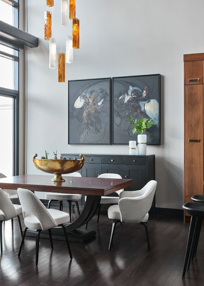 Transitional Dining Room by KMSalter Design