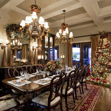 Traditional Christmas Living and Dining Room