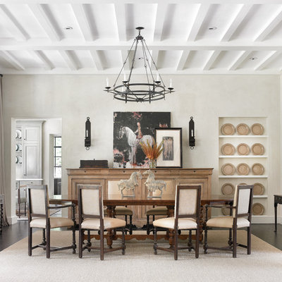 Inspiration for a timeless dining room remodel in Atlanta with white walls