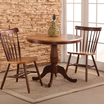 Traditional Dining Room Set With Round Pedestal Table In Light Brown Finish