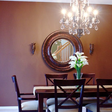 Traditional Dining Room with Crystal Chandelier ft. Nearly Natural Galla Calla L