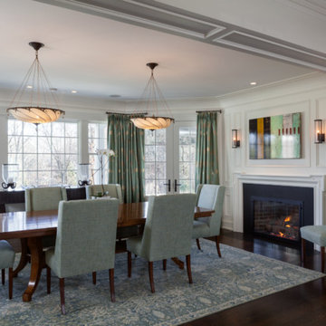 Traditional Dining Room with Fireplace