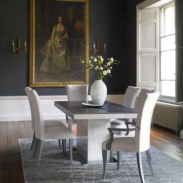 Traditional Dining Room with Modern Table