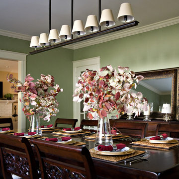 Traditional Sage and Cranberry Dining Room