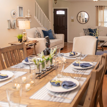 Transitional Farmhouse Dining and Living Combo