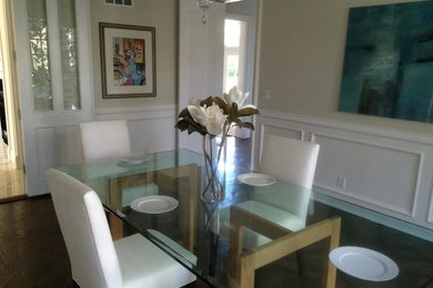 Mid-sized transitional enclosed dining room photo in Los Angeles with beige walls and no fireplace