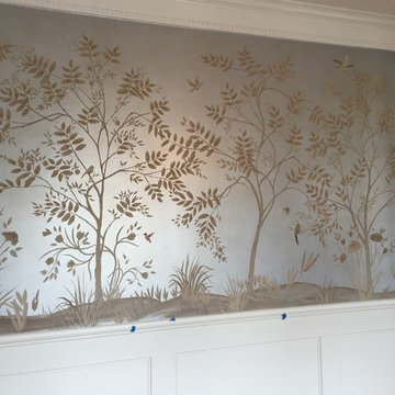 Tree Mural:  Silverleaf Finish with Birds, Trees and Foliage