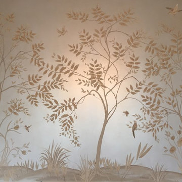 Tree Mural:  Silverleaf Finish with Birds, Trees and Foliage