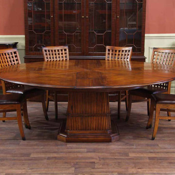 Tropical Round Table- Solid Walnut Expandable Round Dining Table