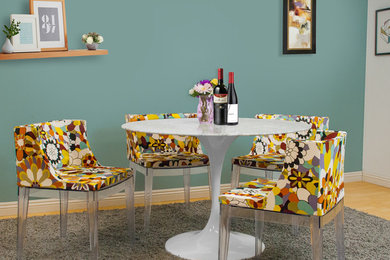 Tulip Marble Table with Floral Chairs