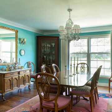 Turquoise Traditional Dining Room