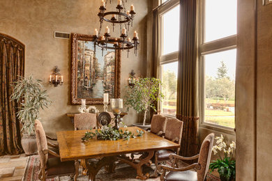 Mediterranean dining room in Other with beige walls.