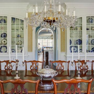 Two Matching Built-in China Cabinets in Formal Dining Room